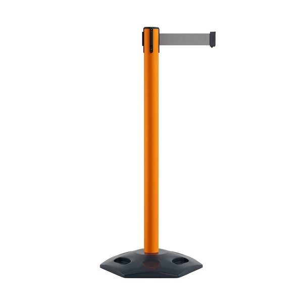 Montour Line Stanchion Belt Barrier Rubber Base Orange Post 7.5ftLt Gry Belt MSR630-OR-LGY-75